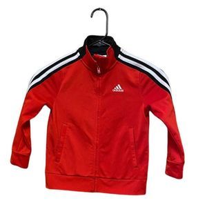 Adidas Boys Sweater Small Red  Logo Pockets Full Zip